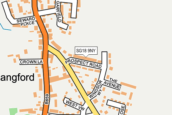 SG18 9NY map - OS OpenMap – Local (Ordnance Survey)