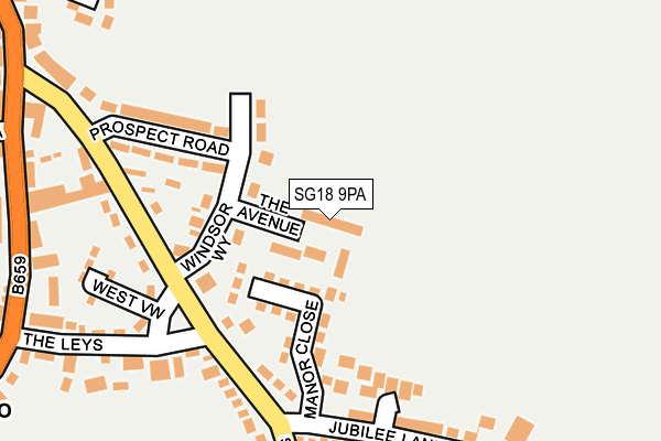 SG18 9PA map - OS OpenMap – Local (Ordnance Survey) SG18 9PA map - OS OpenMap – Local (Ordnance Survey)