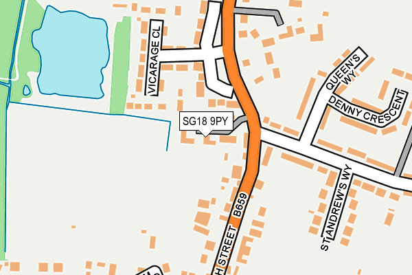 SG18 9PY map - OS OpenMap – Local (Ordnance Survey) SG18 9PY map - OS OpenMap – Local (Ordnance Survey)