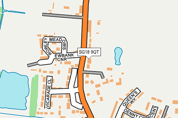 SG18 9QT map - OS OpenMap – Local (Ordnance Survey) SG18 9QT map - OS OpenMap – Local (Ordnance Survey)