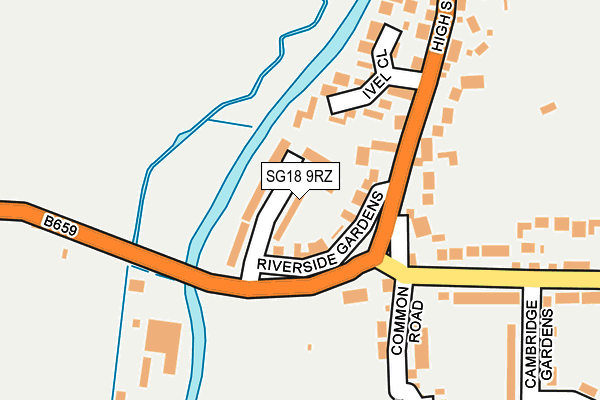 SG18 9RZ map - OS OpenMap – Local (Ordnance Survey)