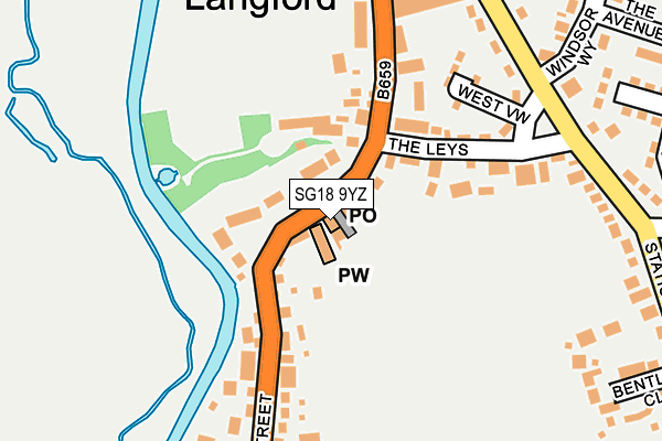 SG18 9YZ map - OS OpenMap – Local (Ordnance Survey) SG18 9YZ map - OS OpenMap – Local (Ordnance Survey)