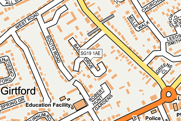 SG19 1AE map - OS OpenMap – Local (Ordnance Survey) SG19 1AE map - OS OpenMap – Local (Ordnance Survey)
