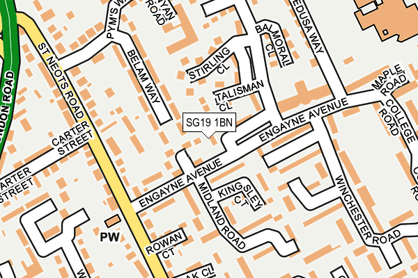SG19 1BN map - OS OpenMap – Local (Ordnance Survey) SG19 1BN map - OS OpenMap – Local (Ordnance Survey)