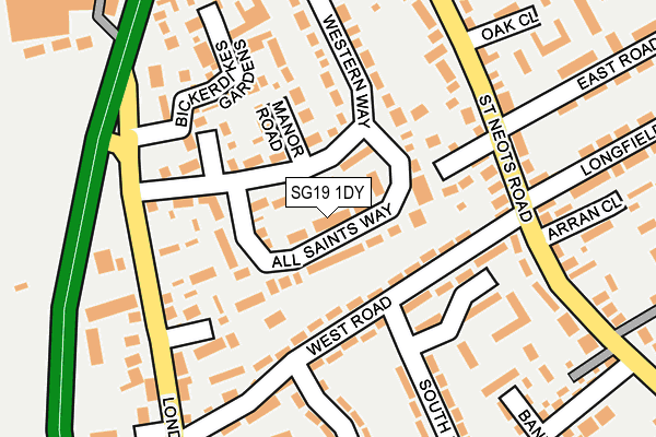 SG19 1DY map - OS OpenMap – Local (Ordnance Survey) SG19 1DY map - OS OpenMap – Local (Ordnance Survey)