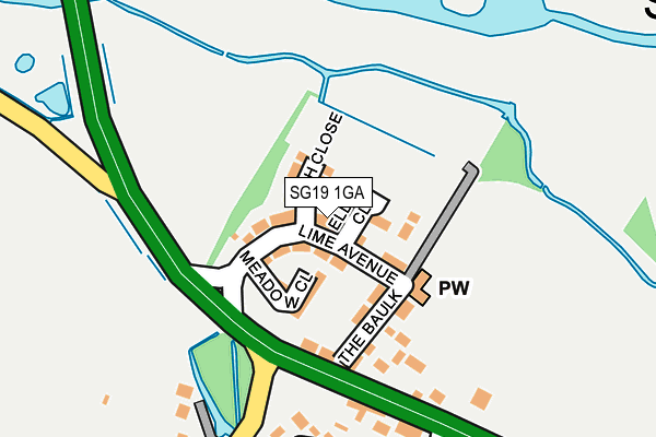 SG19 1GA map - OS OpenMap – Local (Ordnance Survey)