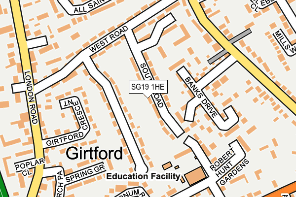SG19 1HE map - OS OpenMap – Local (Ordnance Survey) SG19 1HE map - OS OpenMap – Local (Ordnance Survey)