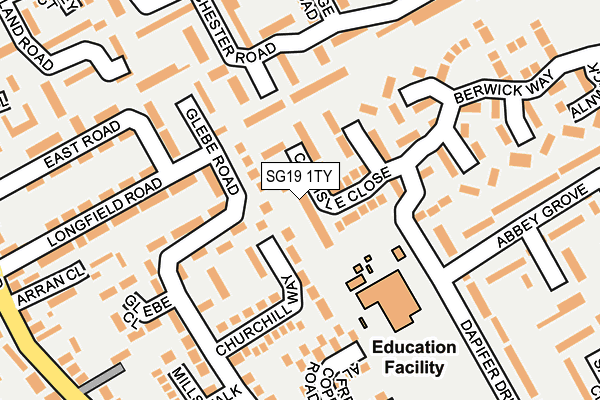 SG19 1TY map - OS OpenMap – Local (Ordnance Survey) SG19 1TY map - OS OpenMap – Local (Ordnance Survey)
