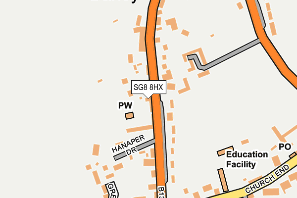 SG8 8HX map - OS OpenMap – Local (Ordnance Survey) SG8 8HX map - OS OpenMap – Local (Ordnance Survey)