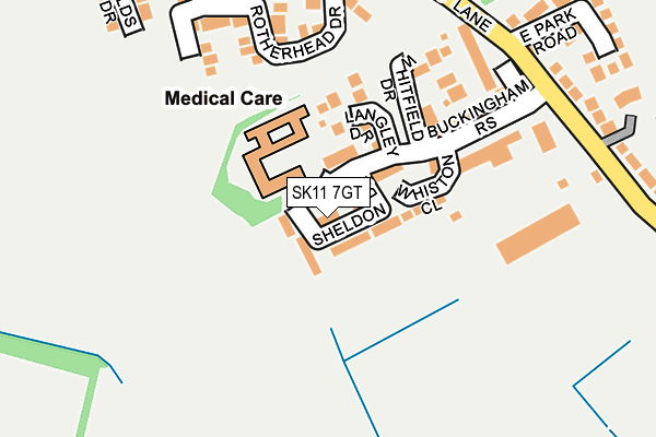 SK11 7GT map - OS OpenMap – Local (Ordnance Survey)