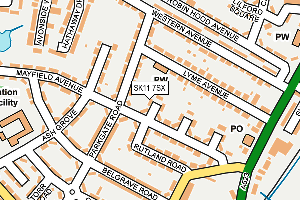 SK11 7SX map - OS OpenMap – Local (Ordnance Survey) SK11 7SX map - OS OpenMap – Local (Ordnance Survey)