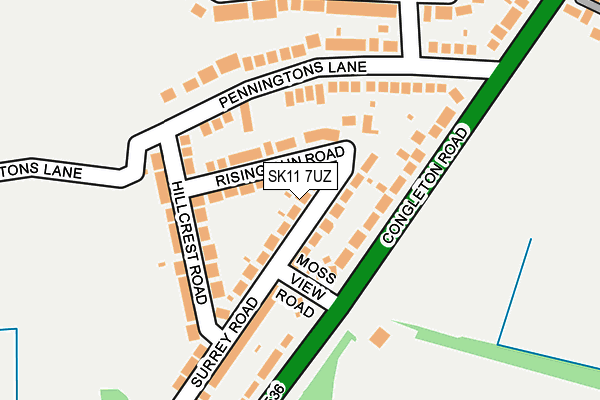 SK11 7UZ map - OS OpenMap – Local (Ordnance Survey) SK11 7UZ map - OS OpenMap – Local (Ordnance Survey)