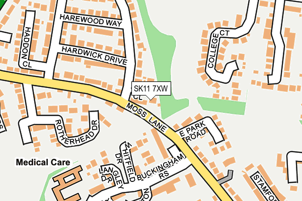 SK11 7XW map - OS OpenMap – Local (Ordnance Survey) SK11 7XW map - OS OpenMap – Local (Ordnance Survey)