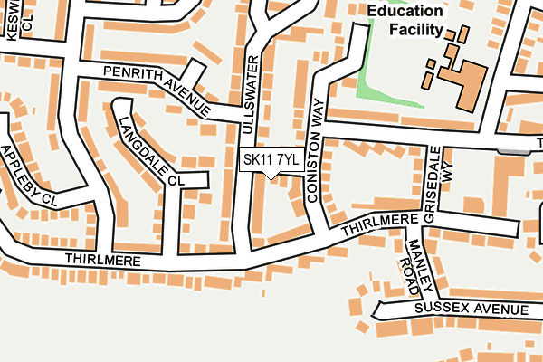 SK11 7YL map - OS OpenMap – Local (Ordnance Survey)