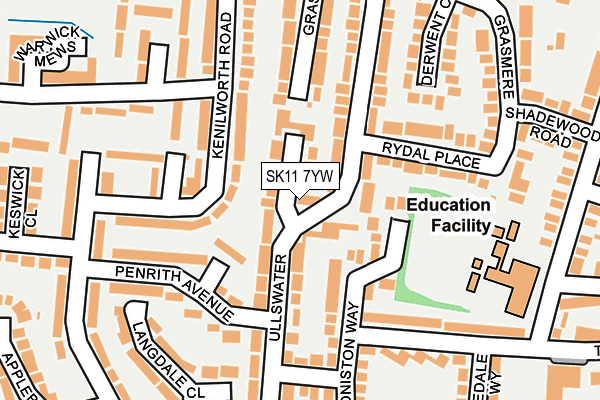 SK11 7YW map - OS OpenMap – Local (Ordnance Survey)