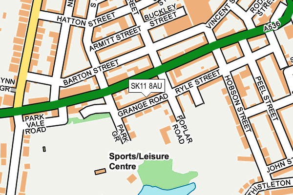 SK11 8AU map - OS OpenMap – Local (Ordnance Survey)