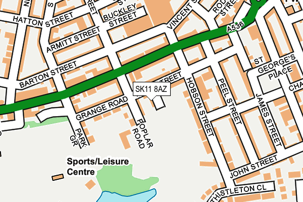 SK11 8AZ map - OS OpenMap – Local (Ordnance Survey) SK11 8AZ map - OS OpenMap – Local (Ordnance Survey)