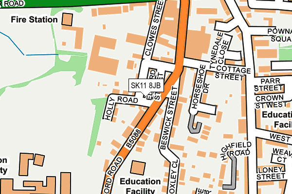 SK11 8JB map - OS OpenMap – Local (Ordnance Survey) SK11 8JB map - OS OpenMap – Local (Ordnance Survey)
