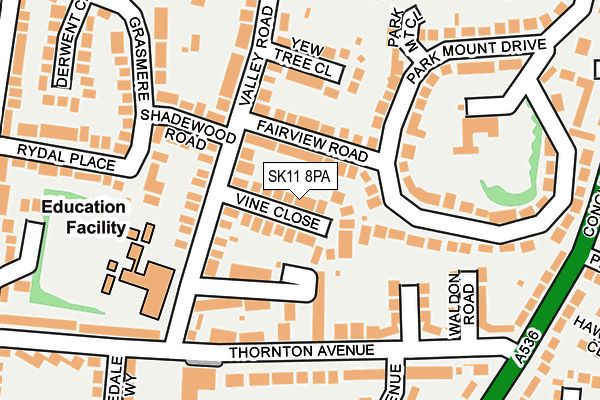 SK11 8PA map - OS OpenMap – Local (Ordnance Survey)