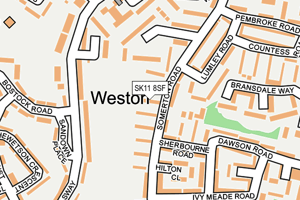 SK11 8SF map - OS OpenMap – Local (Ordnance Survey)