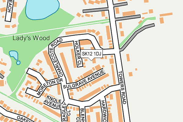 SK12 1DJ map - OS OpenMap – Local (Ordnance Survey) SK12 1DJ map - OS OpenMap – Local (Ordnance Survey)