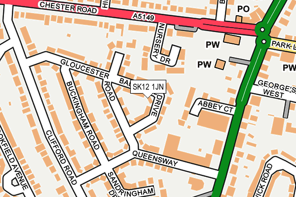 SK12 1JN map - OS OpenMap – Local (Ordnance Survey)