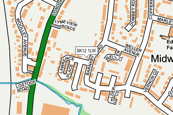 SK12 1LW map - OS OpenMap – Local (Ordnance Survey) SK12 1LW map - OS OpenMap – Local (Ordnance Survey)