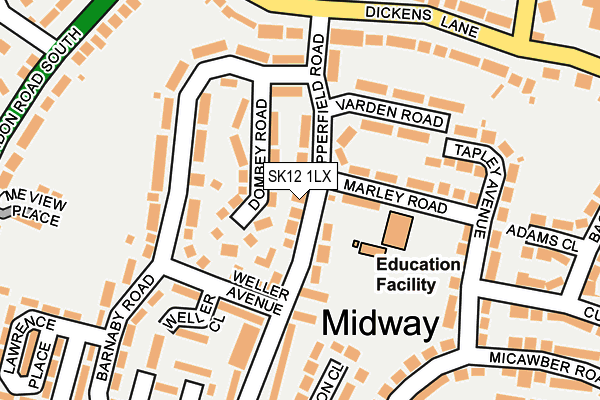 SK12 1LX map - OS OpenMap – Local (Ordnance Survey) SK12 1LX map - OS OpenMap – Local (Ordnance Survey)