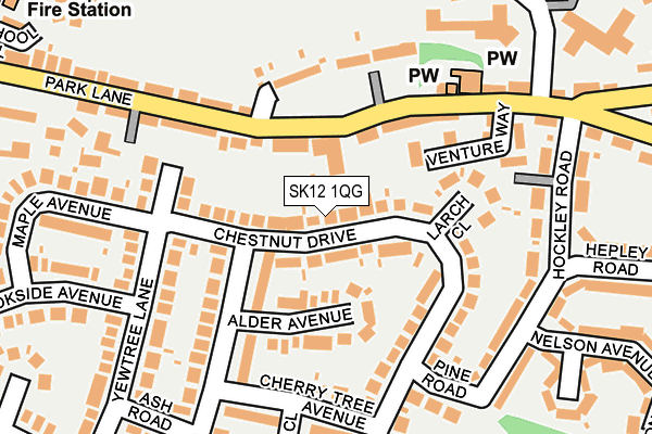 SK12 1QG map - OS OpenMap – Local (Ordnance Survey)
