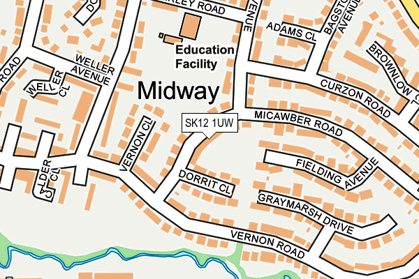 SK12 1UW map - OS OpenMap – Local (Ordnance Survey) SK12 1UW map - OS OpenMap – Local (Ordnance Survey)