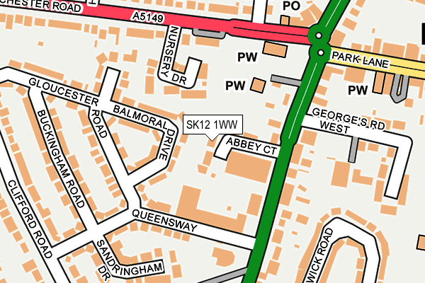 SK12 1WW map - OS OpenMap – Local (Ordnance Survey) SK12 1WW map - OS OpenMap – Local (Ordnance Survey)