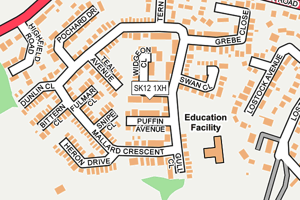 SK12 1XH map - OS OpenMap – Local (Ordnance Survey)