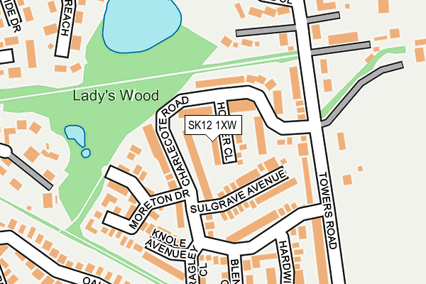 SK12 1XW map - OS OpenMap – Local (Ordnance Survey) SK12 1XW map - OS OpenMap – Local (Ordnance Survey)