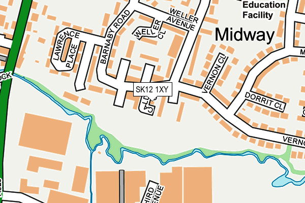 SK12 1XY map - OS OpenMap – Local (Ordnance Survey) SK12 1XY map - OS OpenMap – Local (Ordnance Survey)