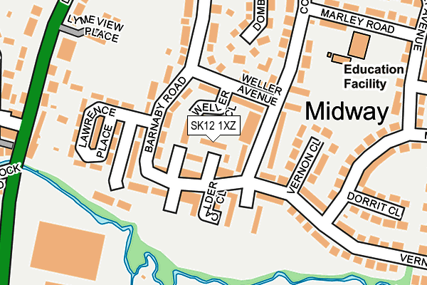 SK12 1XZ map - OS OpenMap – Local (Ordnance Survey)