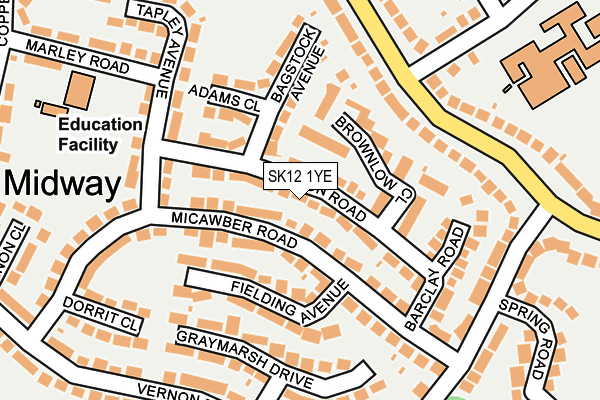 SK12 1YE map - OS OpenMap – Local (Ordnance Survey) SK12 1YE map - OS OpenMap – Local (Ordnance Survey)