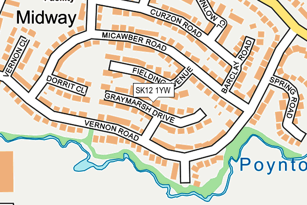 SK12 1YW map - OS OpenMap – Local (Ordnance Survey)