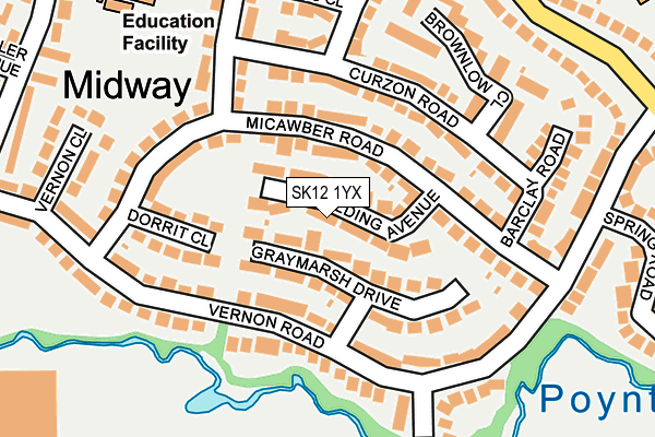 SK12 1YX map - OS OpenMap – Local (Ordnance Survey) SK12 1YX map - OS OpenMap – Local (Ordnance Survey)