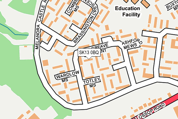 SK13 0BQ map - OS OpenMap – Local (Ordnance Survey)