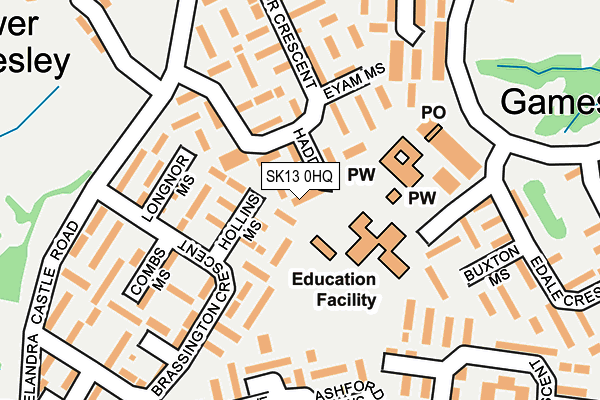 SK13 0HQ map - OS OpenMap – Local (Ordnance Survey)