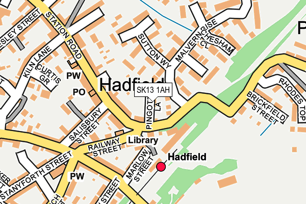 SK13 1AH map - OS OpenMap – Local (Ordnance Survey)