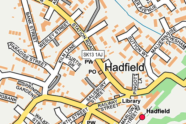 SK13 1AJ map - OS OpenMap – Local (Ordnance Survey)
