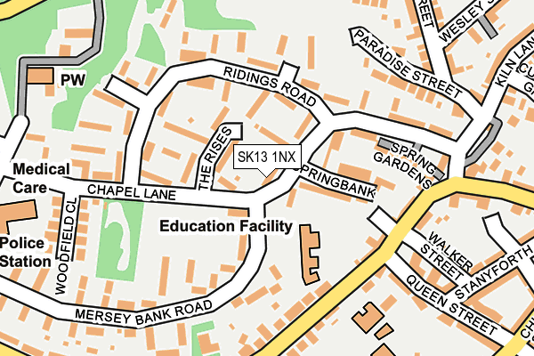SK13 1NX map - OS OpenMap – Local (Ordnance Survey)