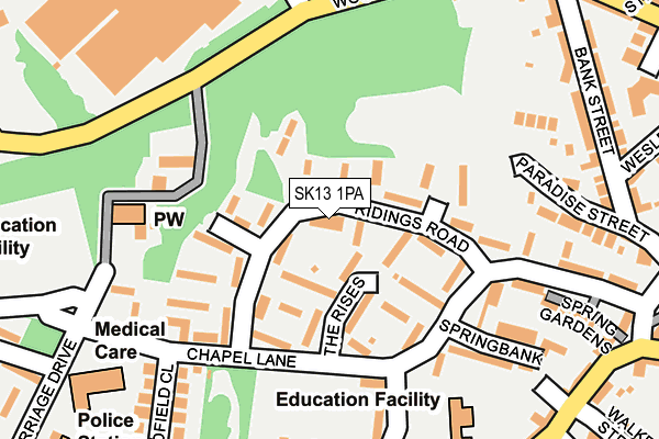 SK13 1PA map - OS OpenMap – Local (Ordnance Survey) SK13 1PA map - OS OpenMap – Local (Ordnance Survey)