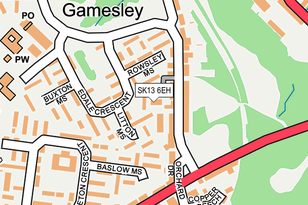 SK13 6EH map - OS OpenMap – Local (Ordnance Survey)