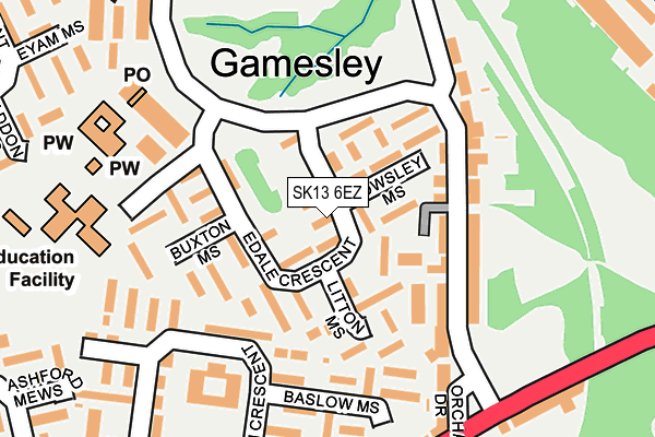 SK13 6EZ map - OS OpenMap – Local (Ordnance Survey)