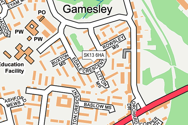 SK13 6HA map - OS OpenMap – Local (Ordnance Survey) SK13 6HA map - OS OpenMap – Local (Ordnance Survey)