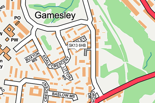 SK13 6HB map - OS OpenMap – Local (Ordnance Survey)