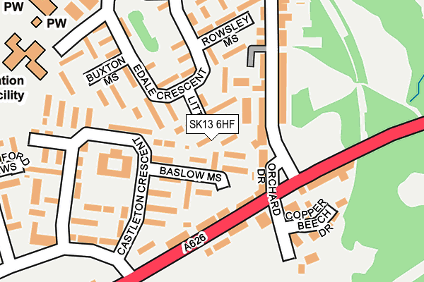 SK13 6HF map - OS OpenMap – Local (Ordnance Survey) SK13 6HF map - OS OpenMap – Local (Ordnance Survey)