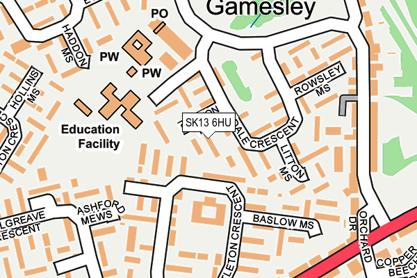 SK13 6HU map - OS OpenMap – Local (Ordnance Survey)